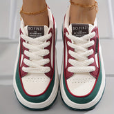 Women's Colorblock Platform Sneakers, Casual Lace Up Outdoor Shoes, Comfortable Low Top Sport Shoes Autumn Shoe