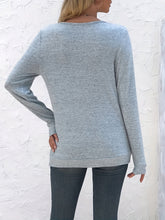 Long Sleeve Solid Color V Neck T-shirt, Casual Top For Spring & Fall, Women's Clothing