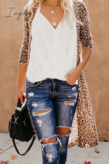Ingvn - Casual Street Print Patchwork V Neck Outerwear