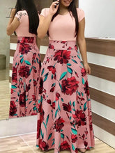 Ingvn - Vintage Floral Print O-Neck Long Dress Women Summer New Short Sleeve Robe Casual Elegant Lady Maxi Vestidos Plus Size S-5XL