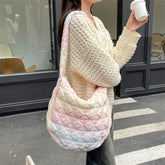 Ingvn Sweet Color Large Capacity Women's Shoulder Bag Fashion Rhombus Pleated Design Ladies Messenger Bags Simple Novel Female Handbag