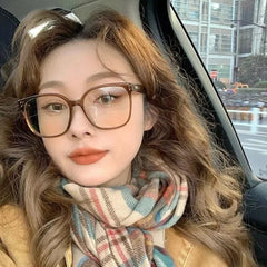 INGVN Korean Big Square Glasses Frame Women Ins No Makeup Plain Glasses Men Eyewear Cute Decorative Computer Glasses