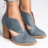 Ingvn - Round Toe Women Chunky Heel Casual Pu Ankle Boots