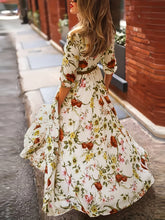 Charming Floral Print A-line Dress - Stylish & Elegant Crew Neck Design with Half Sleeves - Perfect for Spring & Summer - Comfortable Womens Clothing for Versatile Wear