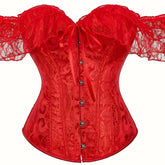 Romantic Lace Stitching Corset Bustier - Firm Tummy Control Body Shaper with Adjustable Lace-Up - Elegant Jacquard Fabric Womens Lingerie & Premium Shapewear