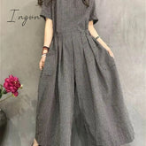 Ingvn - Jumpsuits Women Cotton Linen Short Sleeve Playsuits One Piece Outfit Women Lace-up High Waist Wide Leg Pants Overalls for Women