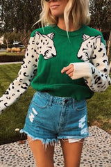 Ingvn - Snow Leopard Design Knit Sweater