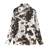 High Street Printed Shirt Women Lapel Long Sleeve Single Breasted Tops Female 2025 Spring Summer Fashion Casual Blouses Clothes