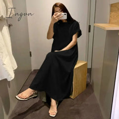 Ingvn - Summer Outfits Women Summer Maxi Dress Elegant Beach Sundress Casual Vestidos Female Party Short Sleeve Robe Kaftan