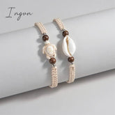 2pcs/set Fashion Boho Turquoise Sea Turtle Shell Woven Adjustable Anklet for Women Niche Design Beach Vacation Jewelry Gifts
