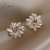 Exquisite Flower Zircon Stud Earrings For Women Leaves Geometric Rhinestone Earring Girl Party Birthday Christmas Jewelry Gifts