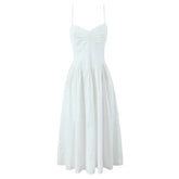 New Women Sexy Elegant Coffee White Sling Long Dress Low Waist Fit And Flare Summer Party Maxi Dresses Cotton Robe