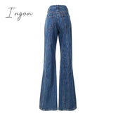 Ingvn - Asymmetrical Spliced Oblique Waist Placket Trousers New Loose Fit Pants Women Fashion Tide Spring Autumn