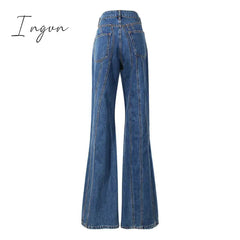 Ingvn - Asymmetrical Spliced Oblique Waist Placket Trousers New Loose Fit Pants Women Fashion Tide Spring Autumn