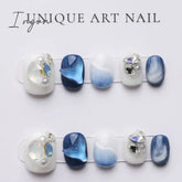 Blue Whale Handmade Wearable Fake Nails Mermaid Ocean Wearing Nails Sticker Reusable Press On Nail Patches Decoracion For Girls