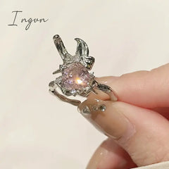 Korea Cute Rabbit Ear Rings Girl Women Bunny Butterfly Ring Zircon Jewelry Opening Rings For Girlfriend Sweet Cool Jewelry Gifts