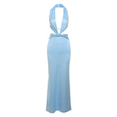 Pphmm homecoming dresses Summer Women's New Fashion Solid Color Fresh Street Deep V Backless Lace-up Halter Dress