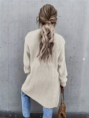 Stylish Solid Color Long Sleeve Mid-Length Open Front Cardigan - Women's Elegant Cardigans for Spring & Fall - Comfortable, Versatile, and Chic Clothing for Everyday Wear
