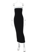 Off-shoulder Strapless Backless Sexy Maxi Dress For Women Patchwork Sleeveless High Waist Bodycon Split Long Dress