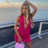 women's new sexy hip skirt water ripple sexy halter neck backless dress