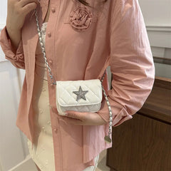 Ingvn Fashion Star Women's Small Square Shoulder Bag Sewing Thread Female Crossbody Bags Simple Chain Ladies Retro Tote Purse Handbags