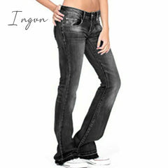 Ingvn - Skinny Flared Jeans Women's Fashion Denim Pants Bootcut Bell Bottoms Stretch Trousers Women Jeans Woman Jeans Low Rise Jeans