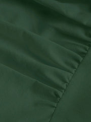 Elegant Solid Color Polyester A-Line Dress for Women, All-Season Strapless Shirred Detail, Woven Pendulum Style, Perfect for Adult - Green