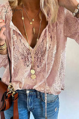 Ingvn - Fashion Elegant Solid Patchwork V Neck Blouses(4 Colors)