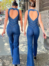 Ingvn Summer Sleeveless Zip-up High Waist Denim Jumpsuits Streetwear Vintage Women's Loving Heart Backless Tunics Jeans Overalls