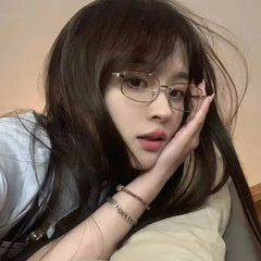 INGVN Y2K Harajuku Small Square Frame Glasses Women Retro Metal Eyeglasses Clear Reading Spectacle Blue Light Blocking Eyewear
