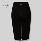 Ingvn - 16 Colors XL XXL Sexy Solid Zipper Orange Blue Black Red White Pink Bandage Skirt Women Elastic Bodycon Summer Pencil Skirt 58cm