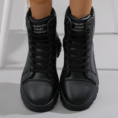 Women's Winter Snow Boots - Casual High-Top, Warm & Comfy with Lace-Up Design, Round Toe, Thick Sole, PU Cover, Rubber Sole
