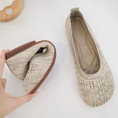 Ballet Flats Women Casual Shoes Flat Heel Hollow-out Loafers Round Toe Knits Moccasins Espadrille Shoes