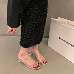 Ingvn Summer Transparent Slides Clear Shoes Open Toe Heeled Women's Slippers and Ladies Sandals Outside Non Slip Unique Footwear