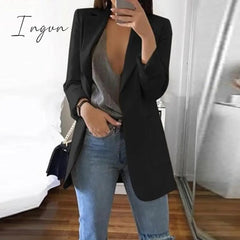 Ingvn - Slim Women Elegant Autumn Suit Jacket Female Office lady Casual Notched Business Blazer Suit Outwear Coat Outwear