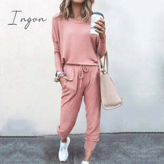 Ingvn - Autumn Casual Lounge Wear Women Tracksuit 2 Piece Set Loose Lounge Sets Ladies Sweat Suit Outfits Female