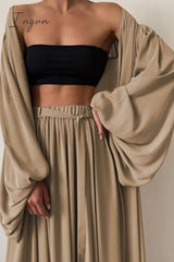 Ingvn - Fashion Casual Solid With Belt Strapless Three Pieces(4 colors)