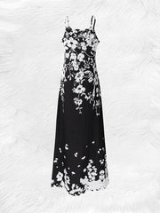 Vibrant Floral Print Cami Slip Dress - Comfortable Mid-Elasticity Polyester Fabric, Crew Neck, Sleeveless, Vacation Style, Customized Design for Summer - Womens Casual Clothing for Adult