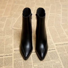 Ingvn Short Plush Women Ankle Boots Fashion Side Zippers Shoes Autumn Winter Thick High Heel Women's Warm Short Booties
