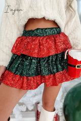 Ingvn - Casual Patchwork Sequins Flounce Loose Type A Patchwork Bottoms