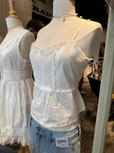 Lace Trim Sweet Slim Crop Top Women Summer Back Lace-up Cotton Sleeveless Camisole Vintage Preppy Style White Tank Tops Y2k New
