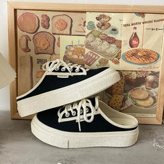 Ingvn Women's Slippers and Ladies Sandals Rubber Shoes Sneakers Summer Black Slides Junior Mules Sports Cotton with Heel Platform