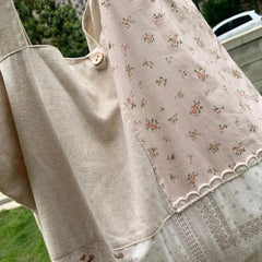 INGVN Patchwork Contrast Color Flower Print Shoulder Handbags Fashion Y2k Underarm Bag High-capacity Women All Match Canvas Tote Bags