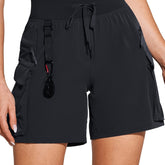 6" Hiking Cargo Shorts For Women - Lightweight, Breathable UPF 50+, Water Resistant Quick Dry, Zipper Pockets, Slight Stretch, Solid Color, Woven Nylon Fabric - Perfect For Golf, Athletic, Spring, Summer, Fall Outdoor Activit