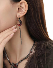INGVN 2024 New Rose Crescent Set Asymmetrical Earrings For Women's Goth Jewelry Party Gifts