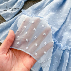 Ingvn - Spring Outfits Sexy ruffles Summer off shoulder short dress spaghetti strap Party elastic waist dress Women casual beach a-line dress