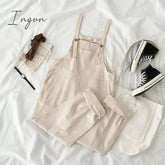 Ingvn - Jumpsuits Women Spring Strap Button Ankle-length Solid Harajuku BF Loose Kawaii Wide-leg Students Womens All-match Trendy Chic