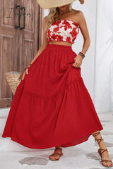 Ingvn - Floral Tube Top and Maxi Skirt Set
