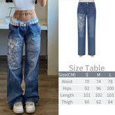 Ingvn - New Printed Baggy Y2K Jeans Women's Low Waist jeans Autumn Winter Oversize Wide Leg Baggy Pants Casual Cargo Trousers