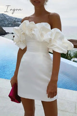 Ingvn - Sexy Solid Patchwork Backless Off the Shoulder Strapless Dress Dresses